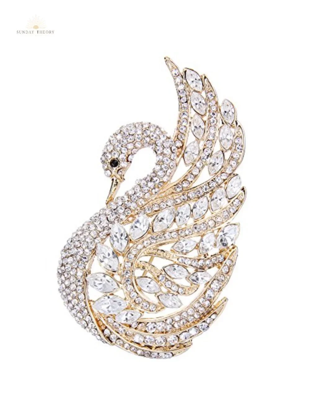 Elegant Swan Bird Crystal Brooch Pin for Wedding Party